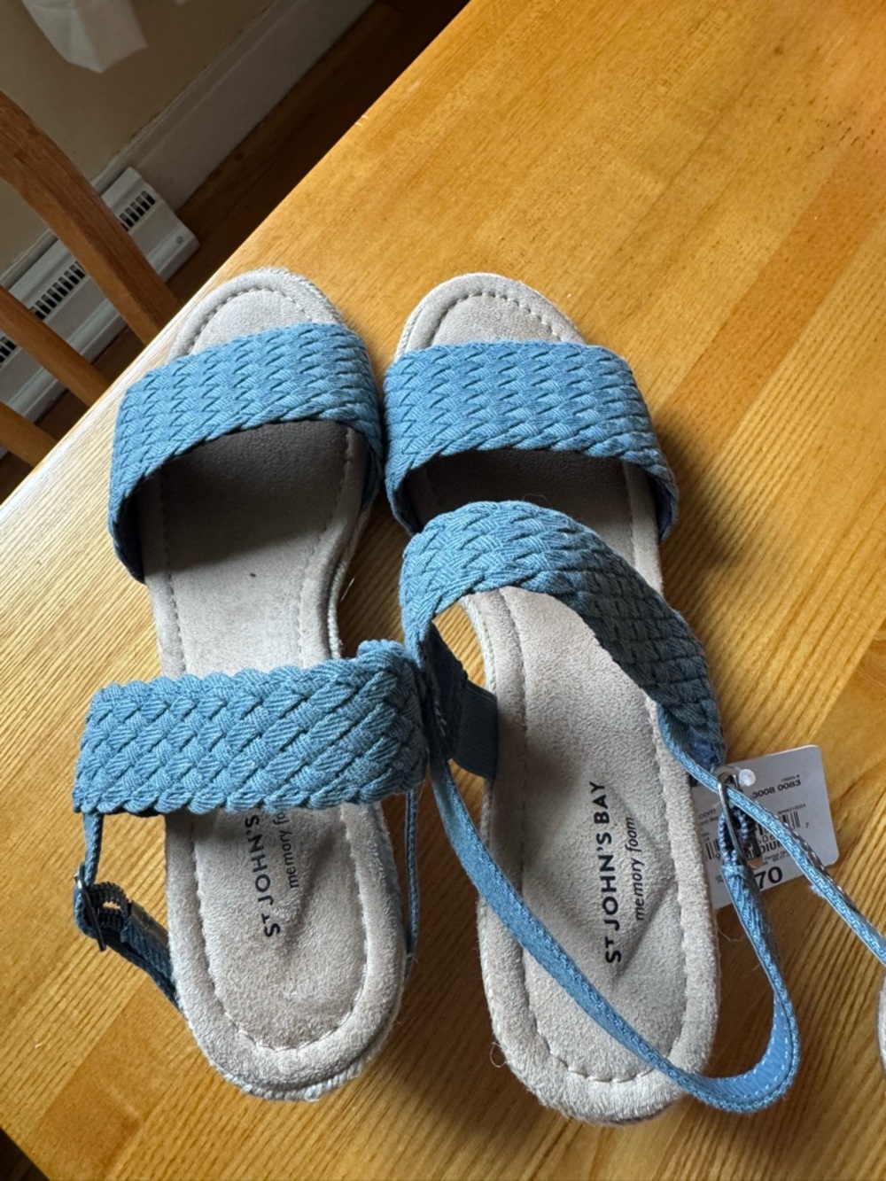 St. John's Bay Light Blue Braided Strap Slingback Sandals